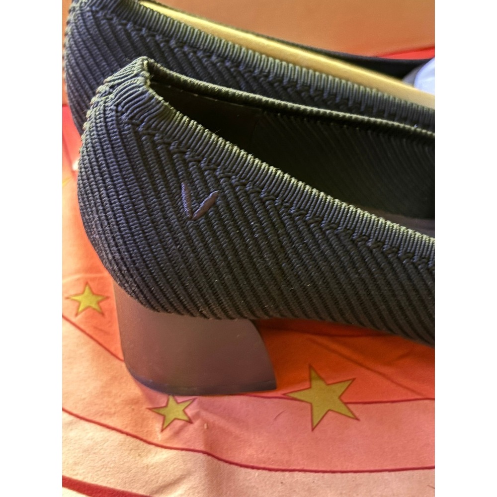Vivaia Margot Square Toe Block Heel Pumps Black Knit Sustainable Shoes EU 37 - Picture 3 of 15